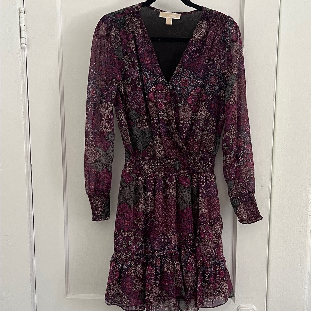 Women’s Purple Floral Wrap Dress - Unbranded